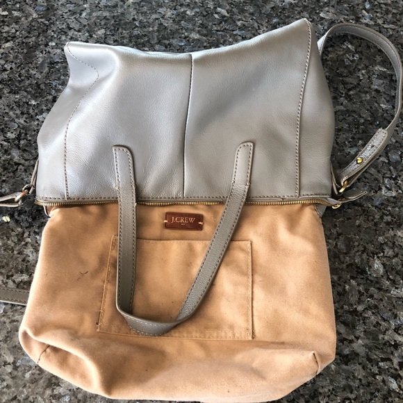 J CREW Factory Gray Leather Crossbody/Satchel Bag - Picture 11 of 16
